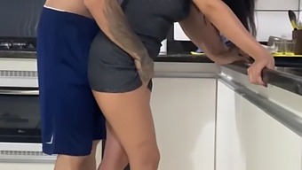 Hot Wife Gets Fucked In The Kitchen While Cleaning