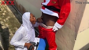 Christmas Delight: Santa And Hijab-Clad Babe Engage In Intimate Encounter. Stay Subscribed To Red.