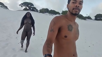Black Cobra Emerges From Wet Sand And Penetrates Mulatto'S Anus | Fernanda Chocolate And Joao The Naughty