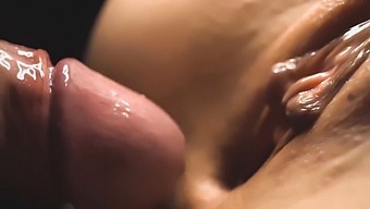 Close-Up Of Tight Pussy Getting Filled With Cum