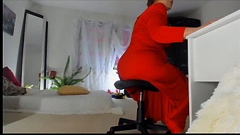 Sonya'S Seductive Poses In A Red Dress Reveal Her Upskirt And Feet Fetish