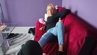 Blonde Babe Explores Foot Fetish For The First Time