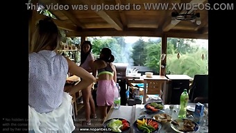 Outdoor Pussy Party With Hot, Tight, Shaved Girls In Mini Skirts And Shorts