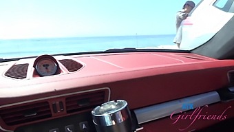 Amateur Blowjob And Pov Car Ride With Blonde Girlfriend On Beach