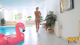 Fake Hostel - Nathaly Cherie, A Mature Blonde With Big Tits, Enjoys Anal Sex By The Pool